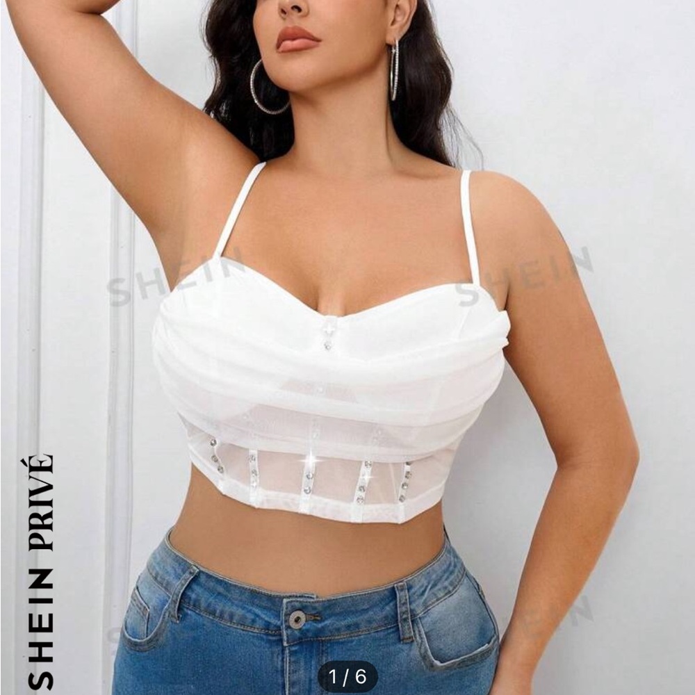 Shein cropped rhinestone cami